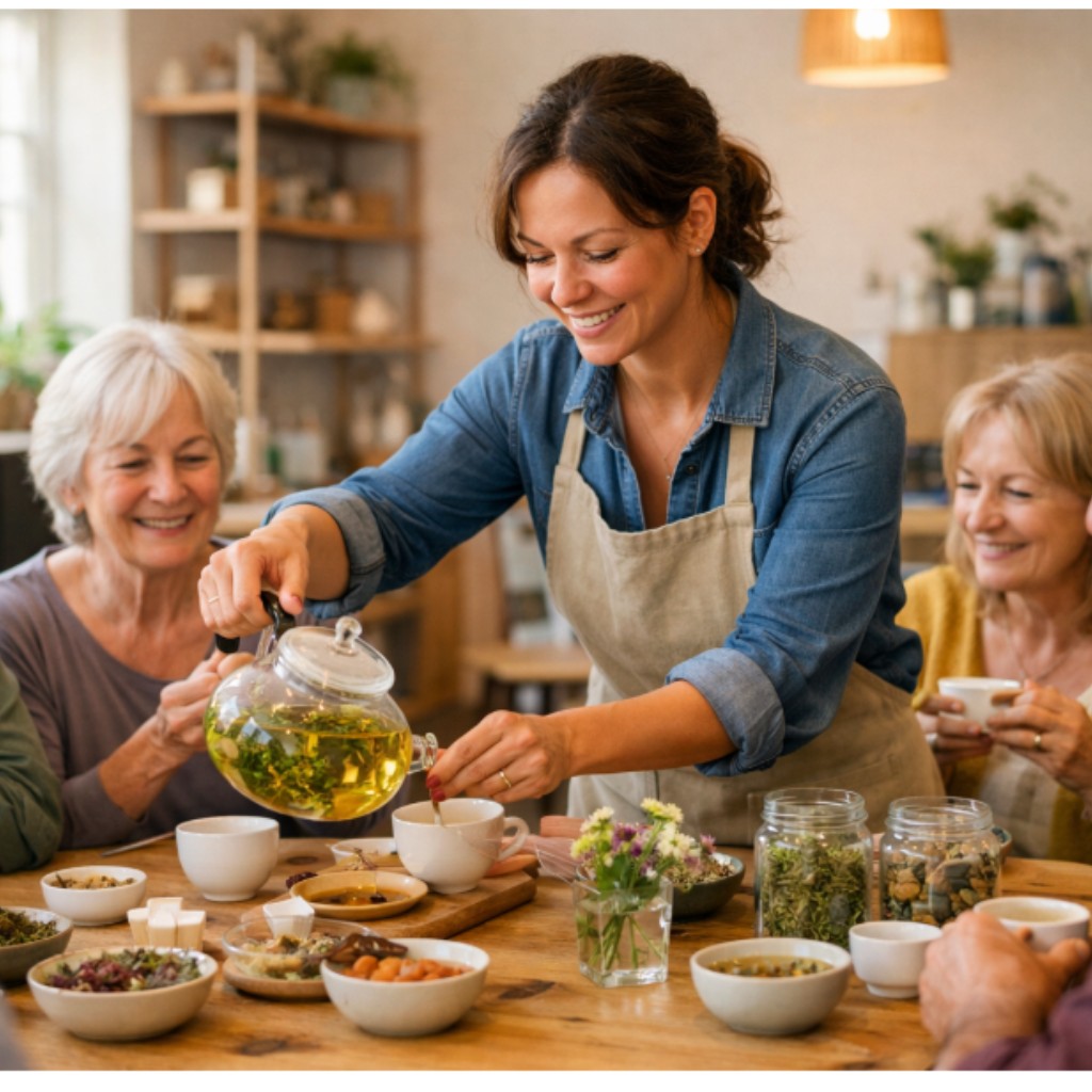 Older adults taking part in a welcoming group activity